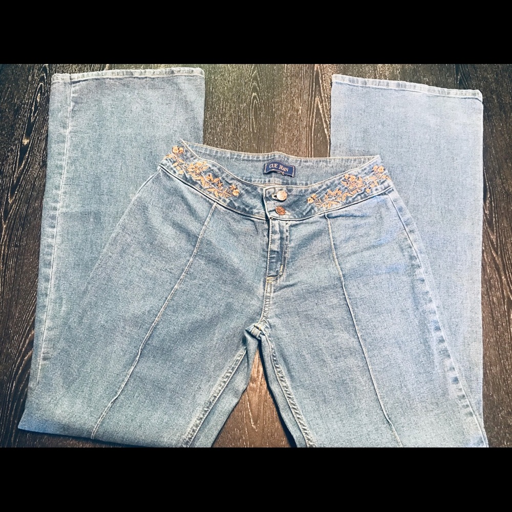 Light blue jean washed wide leg jean